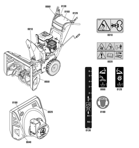 Decals Group Diagram and Parts List for 1696034-18-2869-31 2011 Briggs and Stratton Snow Blower